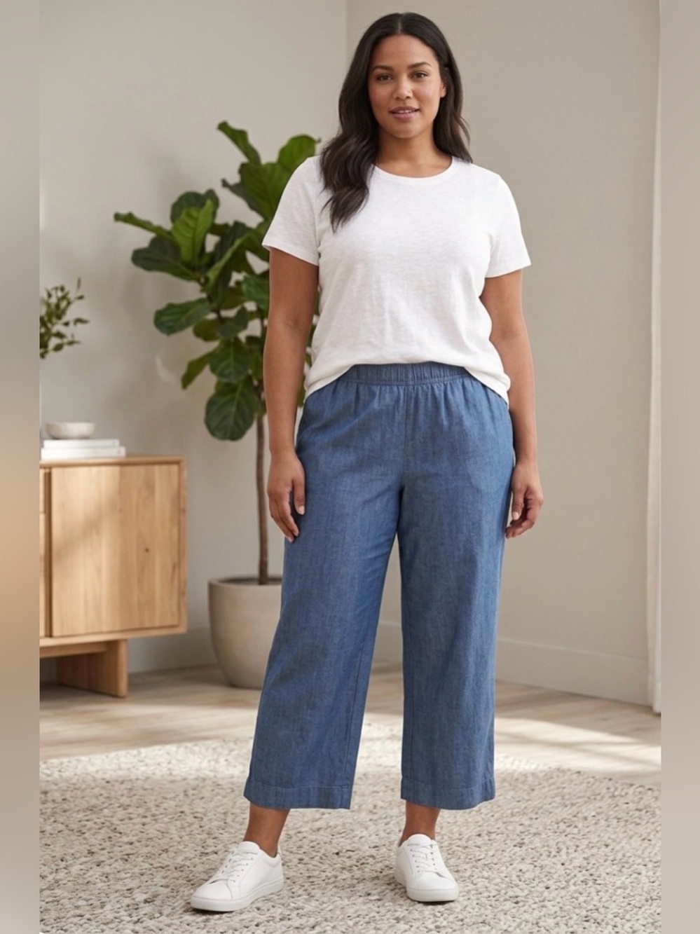 Pure Jill Indigo Soft twill Collection Crop Pants Large